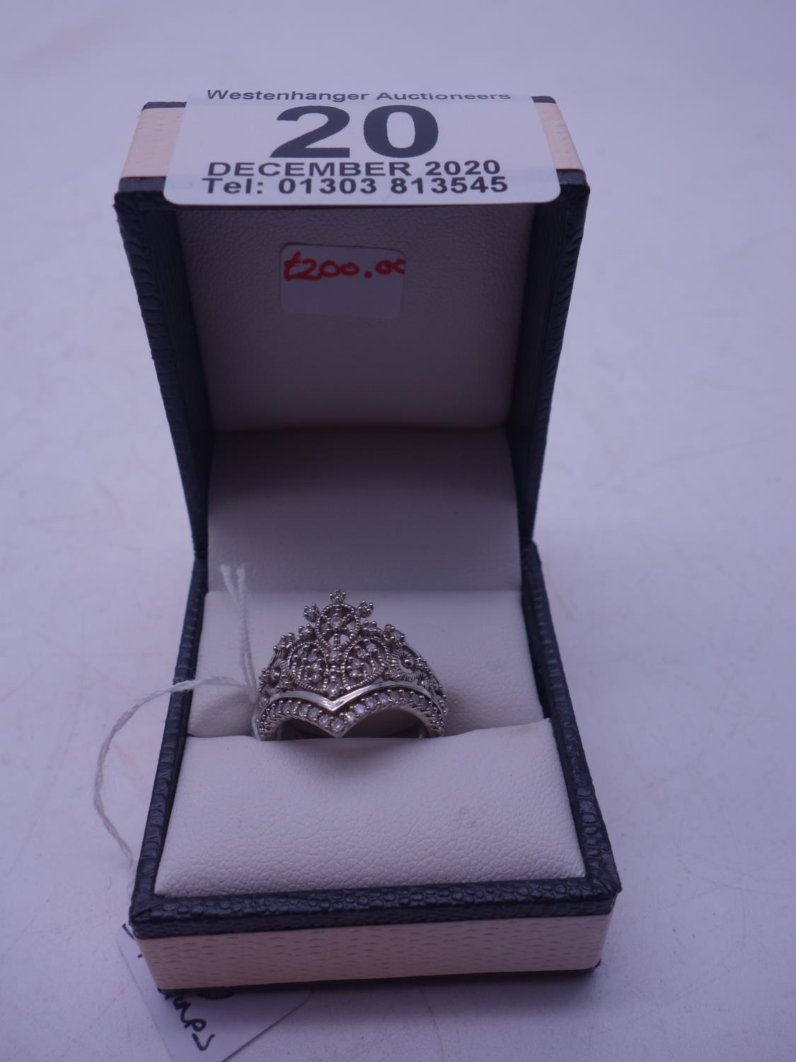 Silver and DIAMOND Ladies Cocktail ring, size L, - Image 2 of 3