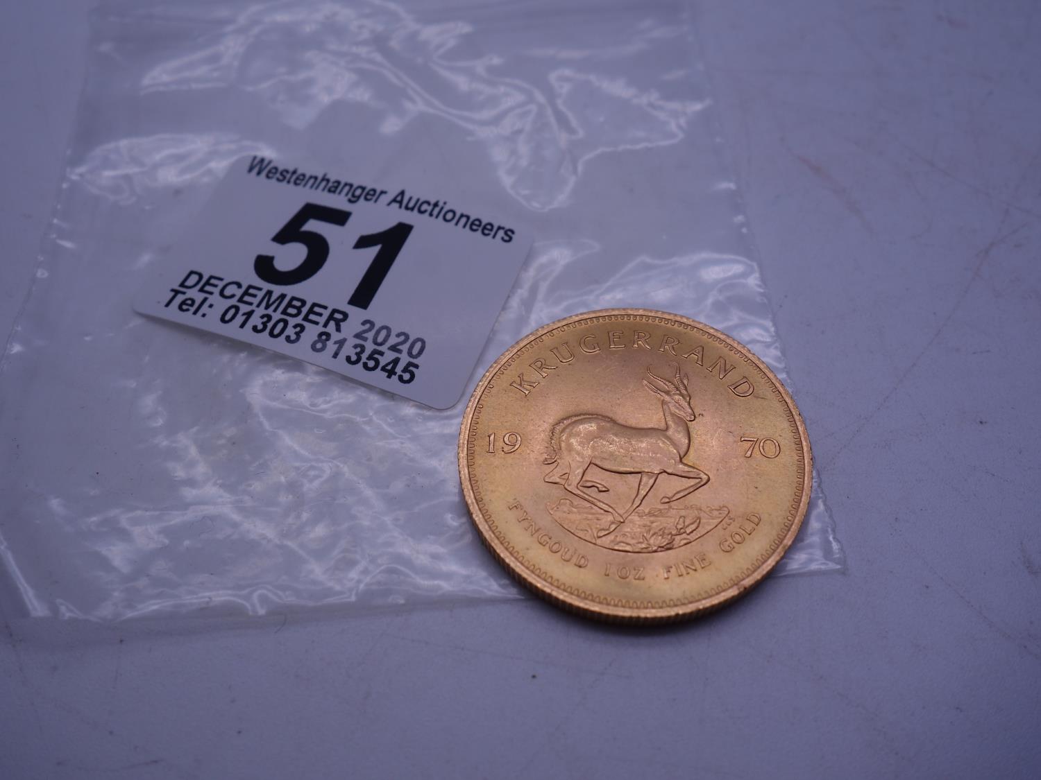 GOLD Krugerrand, 1970 near proof condition, VIEWING AVALIBLE BY APPOINTMNET ON THIS LOT - Image 3 of 3