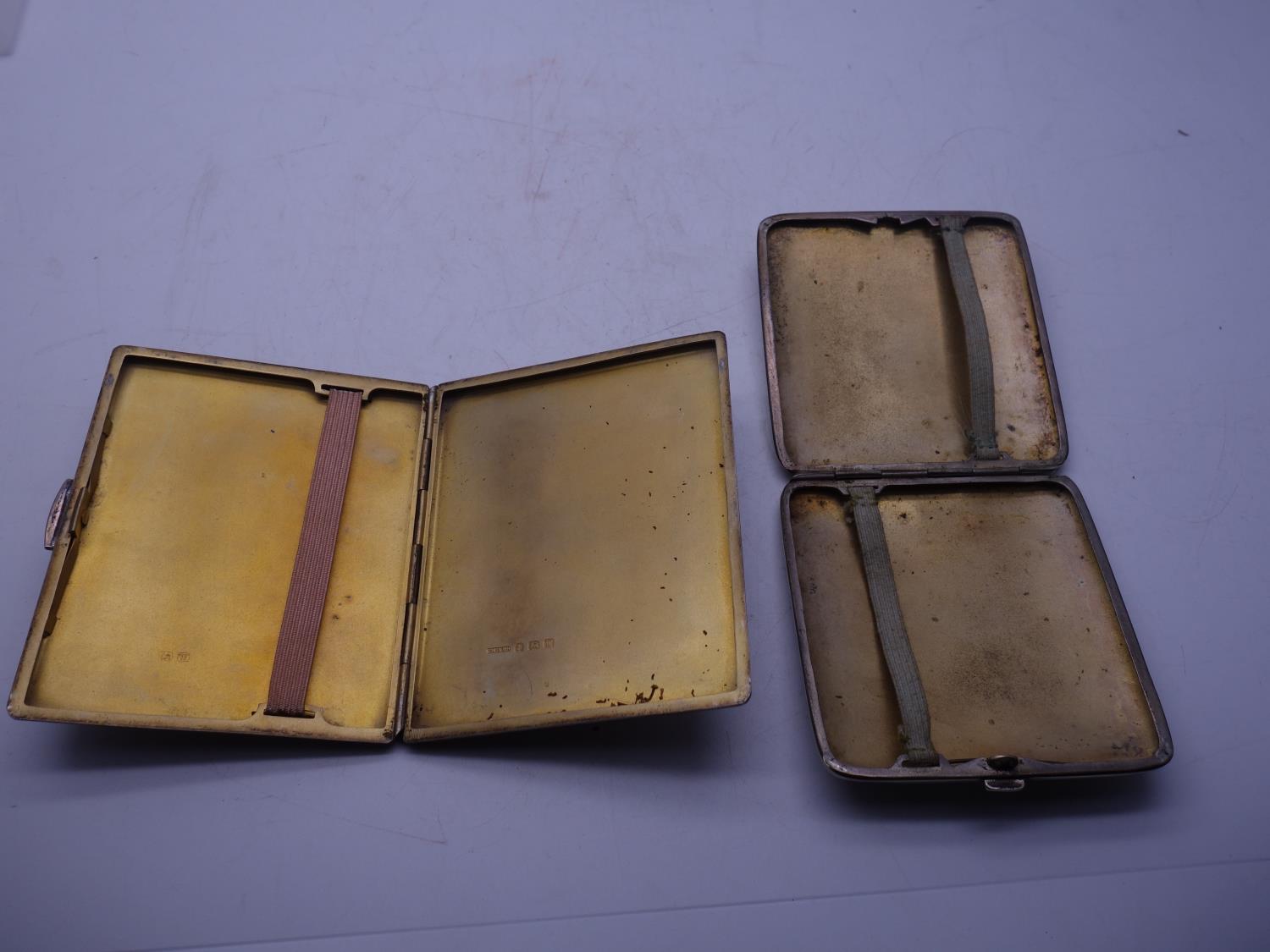 1 x silver h/m cigarette box, 161 grams and 1 x silver plated cigarette case, - Image 2 of 3