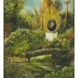 John McINTOSH (British 20th Century) Barbara Hepworth's Garden St Ives, Oil on board, Indistinctly