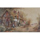 Joseph HUGHES CLAYTON (British act. 1891-1929) Old Cottages near Portlock - Hants, Watercolour,