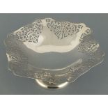 A silver comport, Sheffield 1939, Eric Viner, hexagonal ogee form with pierced panels, raised on a