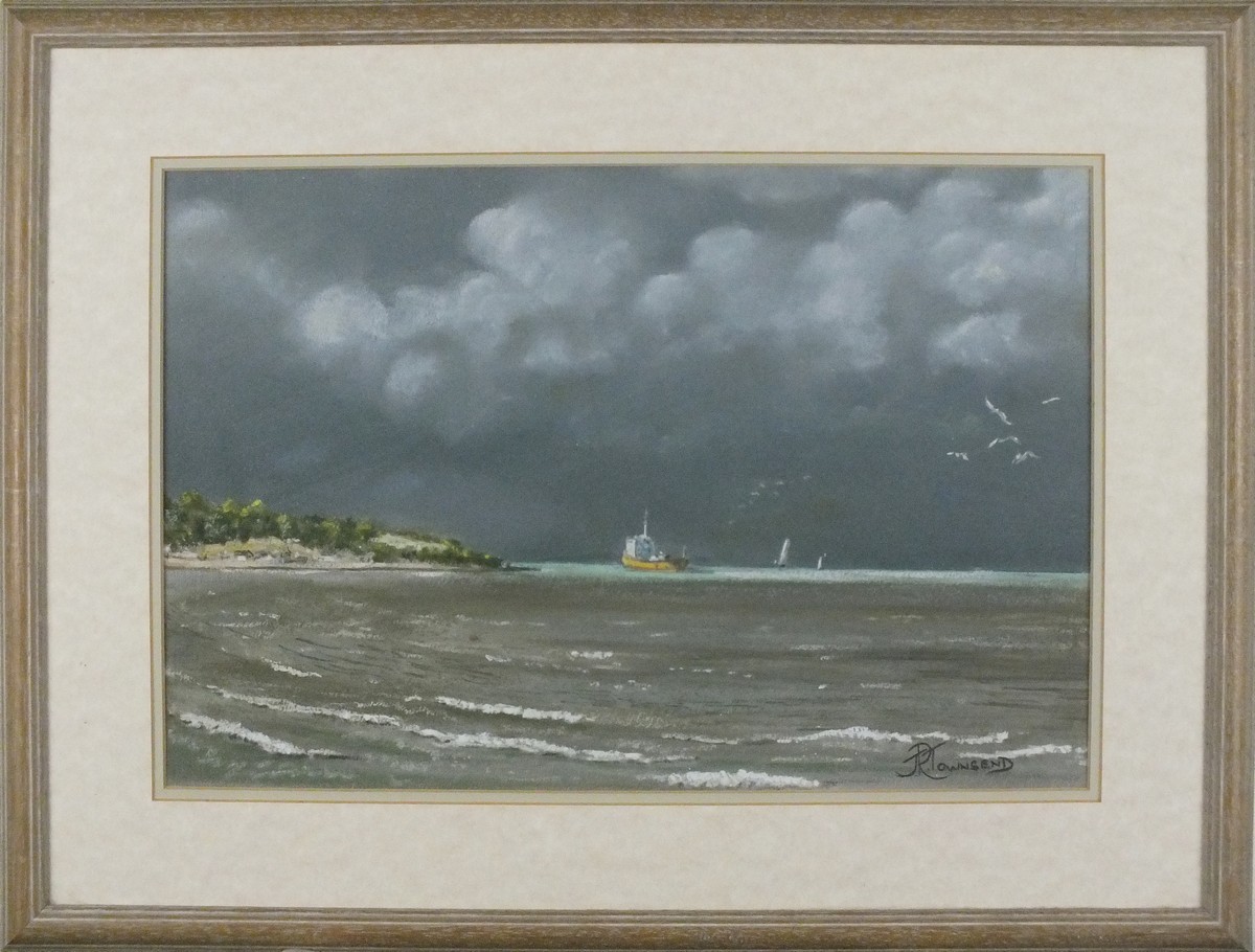 John Richard TOWNSEND (British 1930-2014) Before the Storm - off Gurnard Isle of Wight, Pastel, - Image 2 of 3