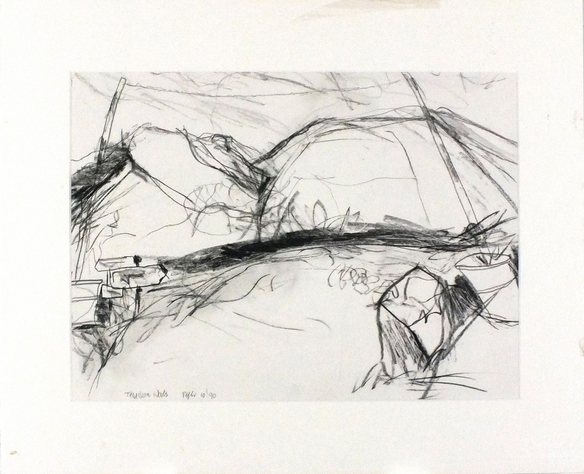 Julian DYSON (British 1936 - 2003) Treviscoe Works, Pencil on paper, Signed, titled and dated '90,
