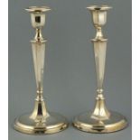 A pair of Edwardian silver candlesticks, Sheffield 1904, Fordham & Faulkner, of octagonal tapering