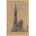 Sir Albert Edward RICHARDSON (British 1880 - 1964) Antwerp Cathedral, Watercolour, Signed and
