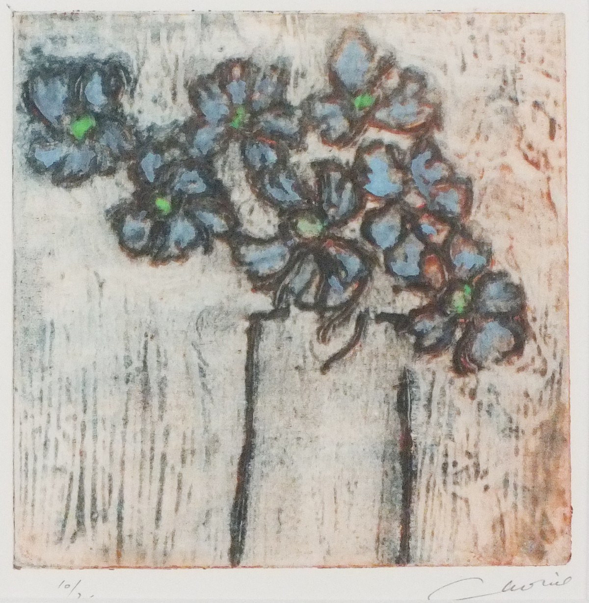 Ian LAURIE (British b. 1933) Forget-Me-Nots, Etching, Signed lower right, numbered 10/25?, 6.5" x
