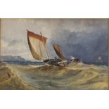 British School 19th Century Fishing Vessel in a Stiff Breeze, Watercolour, 8.75" x 12.5" (22cm x