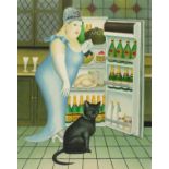 Beryl COOK (British 1926 - 2006) Percy at the Fridge, Lithograph, Signed and number in 154/300 in