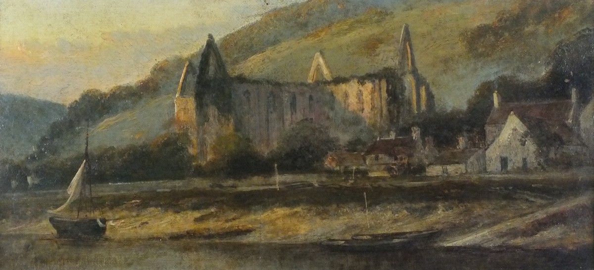 Late 19th Century British School,  Tintern Abbey, Oil on canvas laid down, 8" x 16.5" ( 20cm x