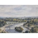 British 19th Century, River Eyot, possible Temple Island Henley on Thames, Watercolour, Indistinctly