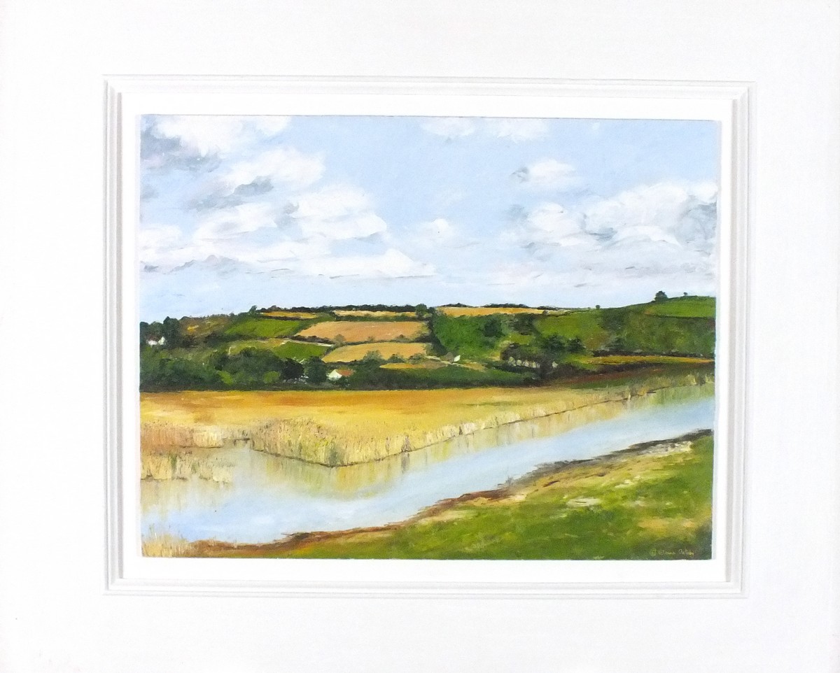 Elaine OXTOBY (British b. 1957) Marazion Marshes, Oil on board, Signed lower right, titled verso, - Image 2 of 2