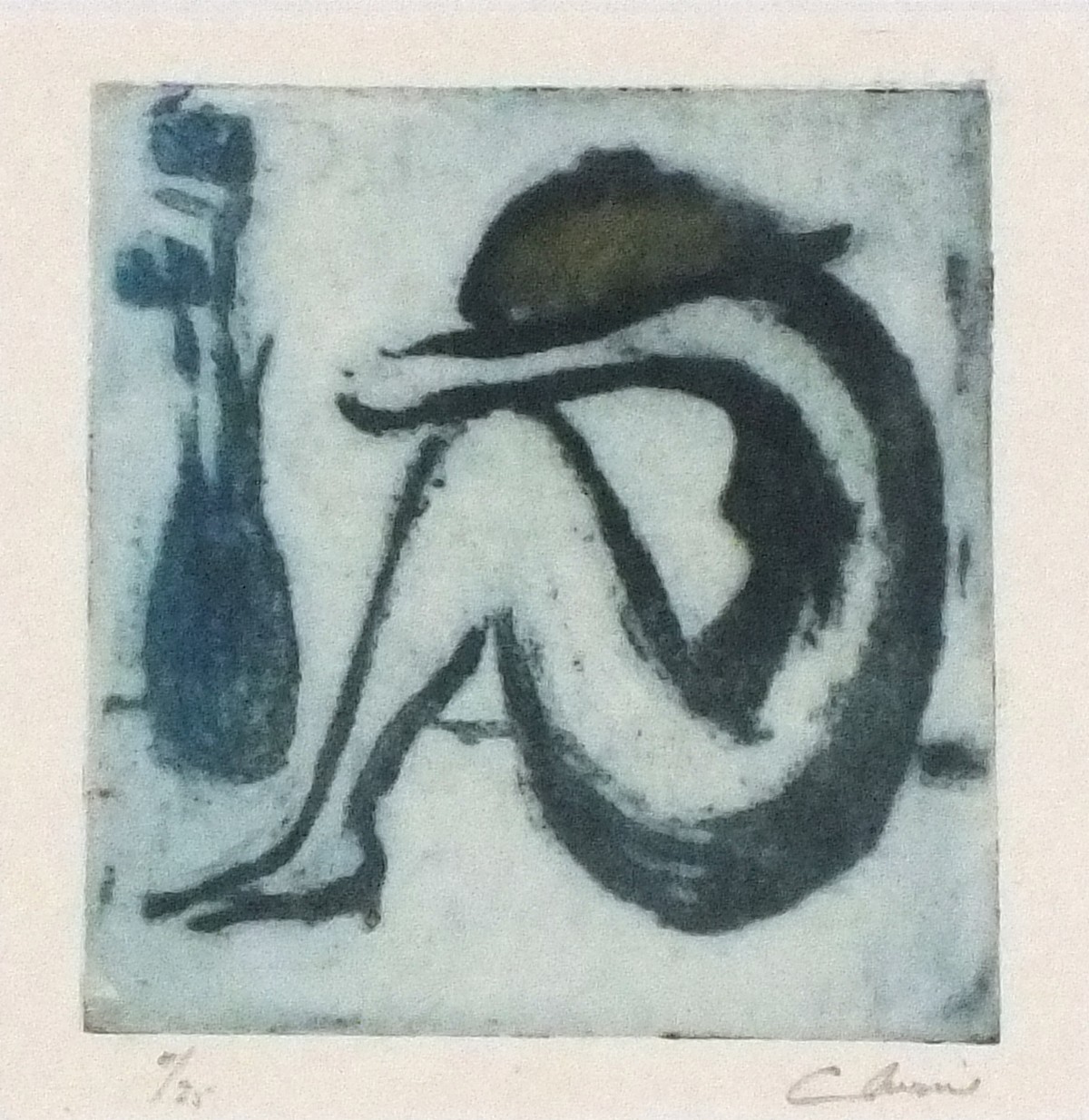 Ian LAURIE (British b. 1933) Seated Nude, Etching, Signed lower right, numbered 11/25?, 5.5" x 5.25"