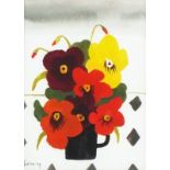 Mary FEDDEN (British 1915 - 2012) Summer Flowers in a Black Vase, Watercolour, Signed and dated '