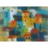 Andrew HOOD (British b. 1964) Moroccan Village, Mixed media on card, Signed lower right, signed