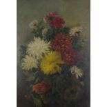 Early 20th Century British School, Chrysanthemums in a Vase, Oil on canvas, 25.5" x 17.75" (65cm x