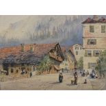 19th Century Continental School, Interlaken Street Scene, Watercolour, Titled and dated 1879 lower