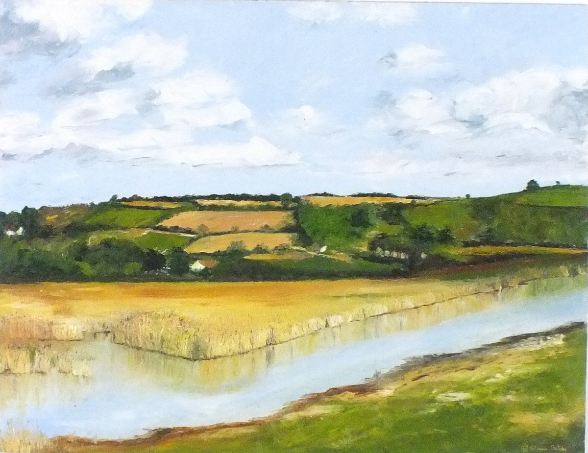 Elaine OXTOBY (British b. 1957) Marazion Marshes, Oil on board, Signed lower right, titled verso,