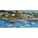 Andrew STEWART (British b. 1948) Summer St Ives Harbour, Oil on canvas, Signed with initials and