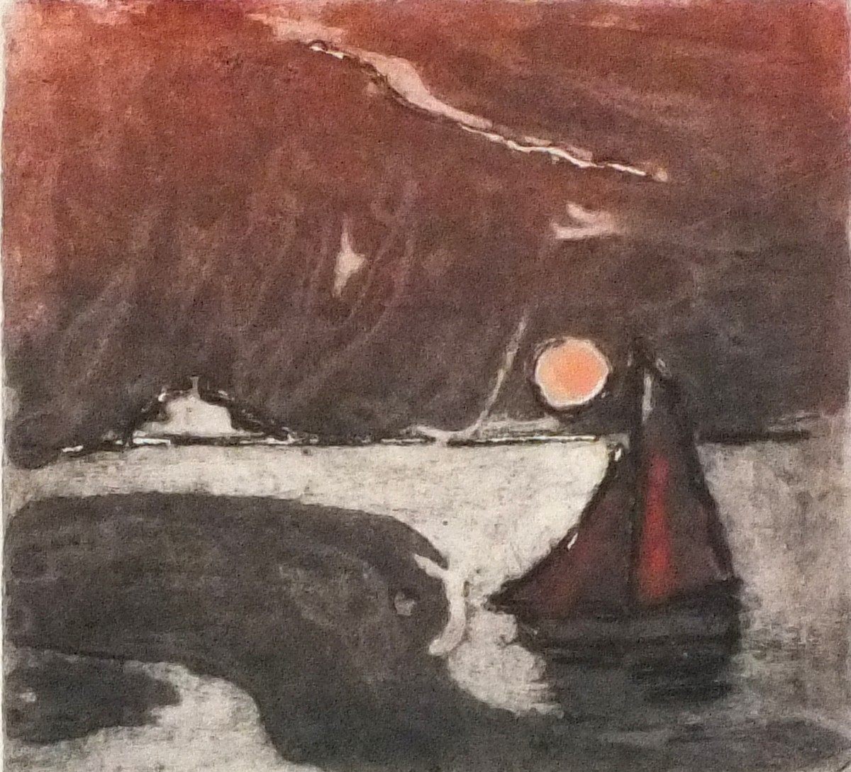 Ian LAURIE (British b. 1933) Mounts Bay Moon, Etching, Signed lower right, numbered 22/50, titled