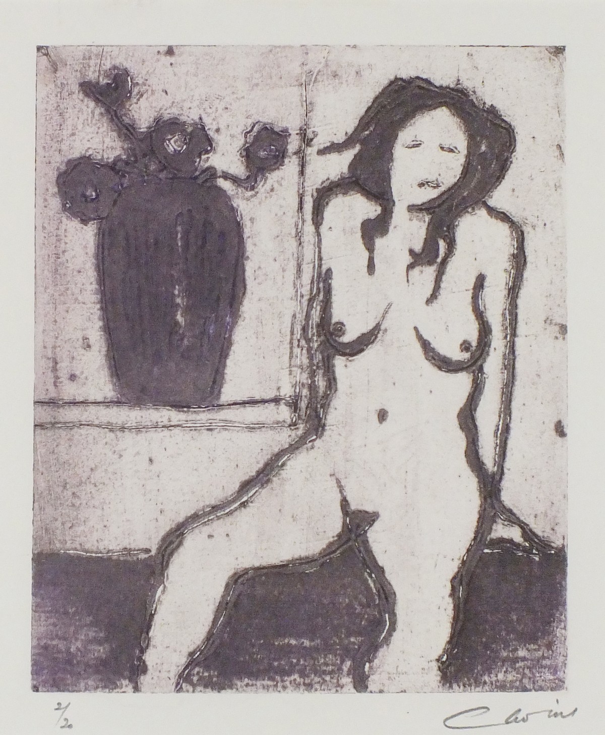 Ian LAURIE (British b. 1933) Seated female nude, Etching, Signed lower right, numbered 2/2, 7.75"