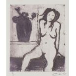 Ian LAURIE (British b. 1933) Seated female nude, Etching, Signed lower right, numbered 2/2, 7.75"
