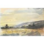 Steve SLIMM (British b. 1953) Cornish Landscape, Ink and watercolour, Signed lower right, 5" x 8" (