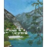 David BEER (British b. 1943) Lake Garda, Oil on board, Signed with monogramme lower right, titled,