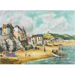 Jeremy KING (British b. 1933) Kingsand & Cawsand, Lithography, Inscribed, Signed lower right,