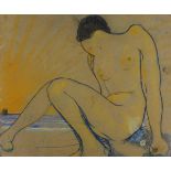 Grenville IRWIN (British 1893-1947) Nude on a Beach at Sunrise, Conte on board, Indistinctly