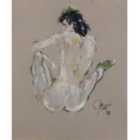 Jean de KEERSMAEKER (20th Century) Nude Wearing Green Shoes, Watercolour, Signed and dated '88, 14.