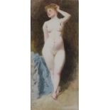 Early 20th Century English School Standing Nude, Watercolour, Signed 'C G' with initials lower left,