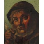 19th Century Continental School Old Salt Smoking a Pipe, Oil on tin, 9" x 7" (23cm x 18cm)