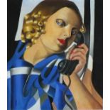 Jan Merrick HORN (British b. 1948) - in the manner of Tamara de Lempicka Le Telephone II, Oil on