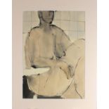 John EMANUEL (British b. 1930) Seated Female Nude, Pen and wash, 20.5" x 13.75" (52cm x 35cm) (