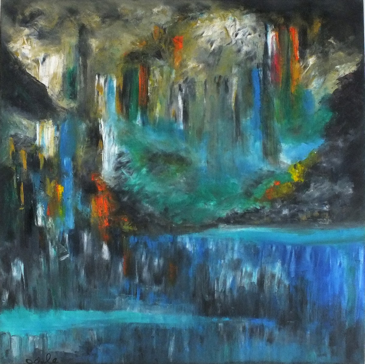 Darren CLARKE (British b. 1973) Caverns, Oil on canvas, Signed lower left, 24" x 24" (61cm x