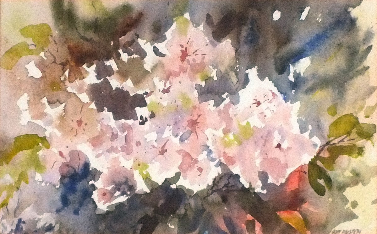 Don AUSTEN (British 20th Century) Pink Flowers, Watercolour, Signed lower left, artists details to