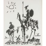 After Pablo PICASSO Don Quixote and Sancho Panza, Lithograph (un-limited), Bearing facsimile