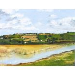 Elaine OXTOBY (British b. 1957) Marazion Marshes, Oil on board, Signed lower right, titled verso,