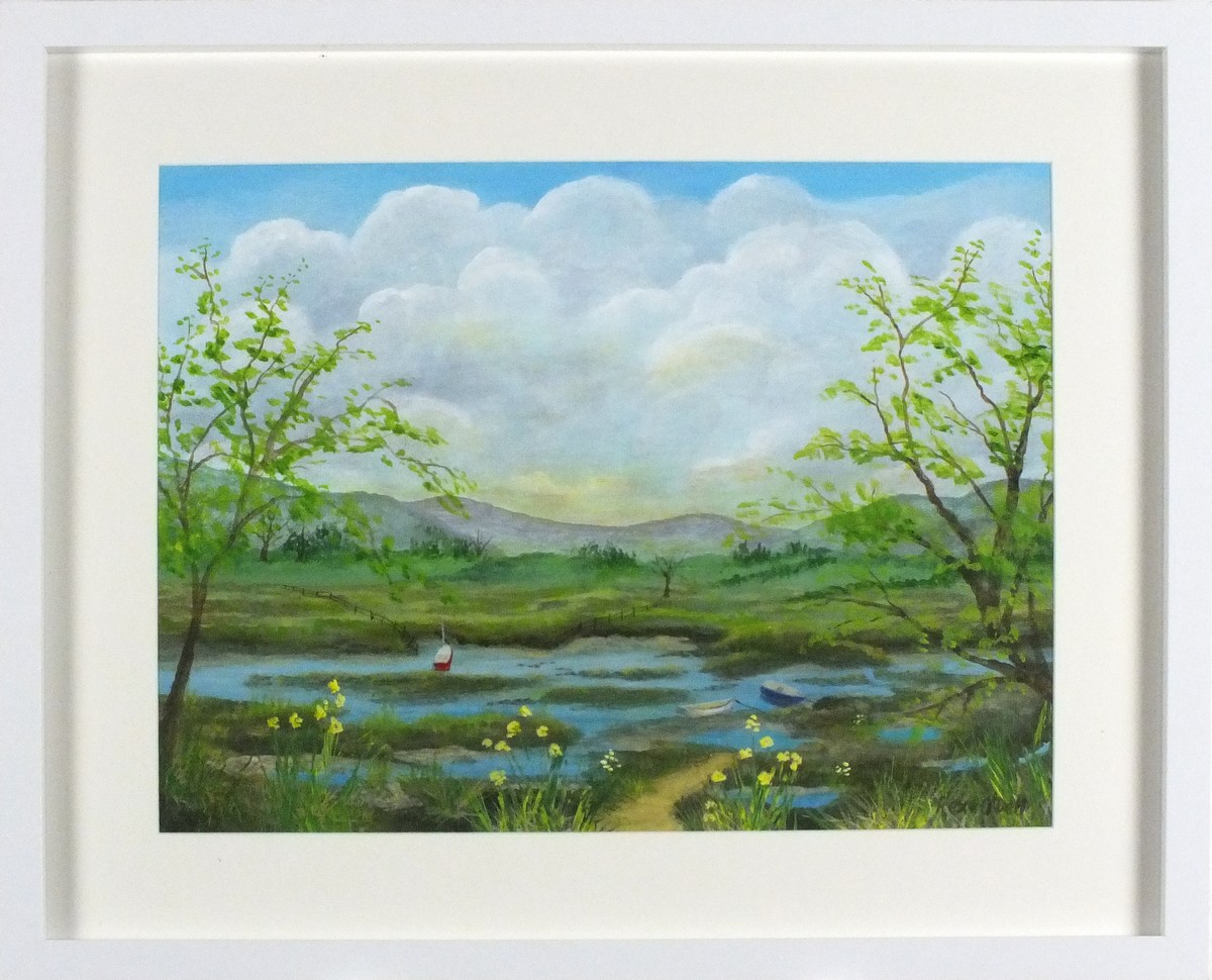 Rex O'DELL (British b. 1934) The Lakes, Acrylic on paper, Signed lower left, titled verso, 11.5" x - Image 2 of 2