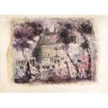 Anthony Elliott SKUSE (British 20th/21st Century) Medieval Farm, Pen and watercolour, Signed and