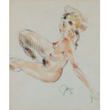 Jean de KEERSMAEKER (20th Century) Nude Study, Watercolour and pencil, Signed and dated '85 lower
