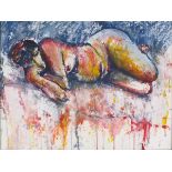 Colin STEVENS (British b. 1950) Sleeping Nude, Acrylic, Signed lower left, 11.5" x 15.25" (29cm x