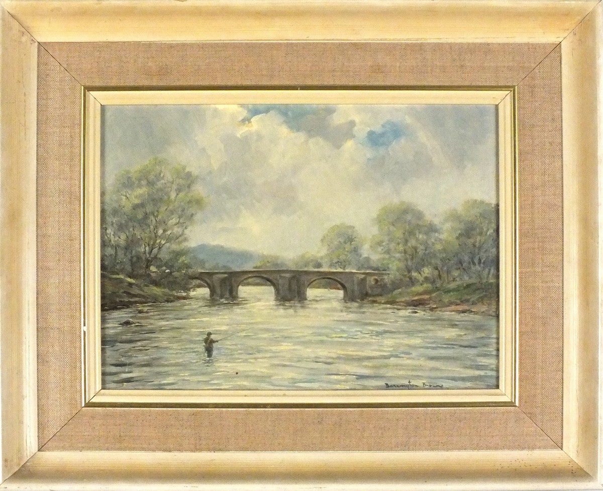 William E BARRINGTON-BROWNE (British 1908-1985) The Usk - Pant-y-Goitre, Oil on board, Signed - Image 2 of 3