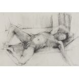 Paulina PLUTA (Polish 20th/21st Century) Reclining Male Nude, Pencil on paper, Signed lower right,