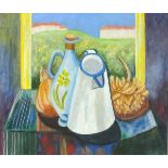 20th Century British Still Life with a Jug, Oil on board, 15.5" x 19" (39cm x 48cm)