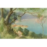 John SHAPLAND (British 1865-1929) Italian Coast possibly Amalfi, Watercolour, Signed lower left,