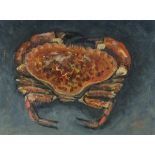 Robert JONES (British b. 1943) Crab, Oil on board, Signed with initials lower right, titled,
