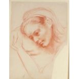 Late 19th Century English School Young Woman's Head, Red chalk, 15" x 11" (38cm x 28cm) (torn