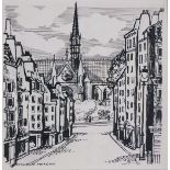 Joyce MORGAN (British 1920-2000) Parisian Street Scene, Pen and ink, Signed lower left, 6.25" x